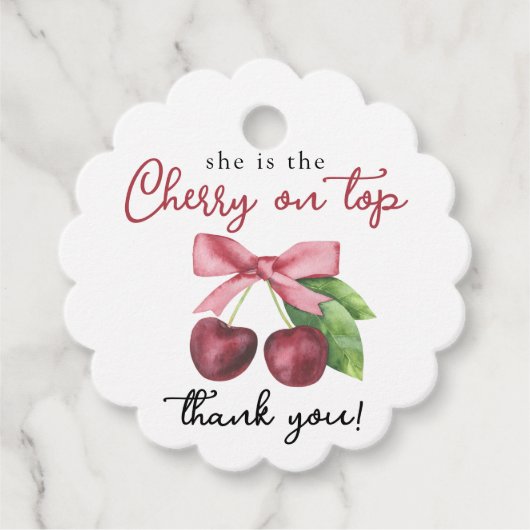 Cherry boog baby shower - Dank je Bedankjes Labels (Voorkant)