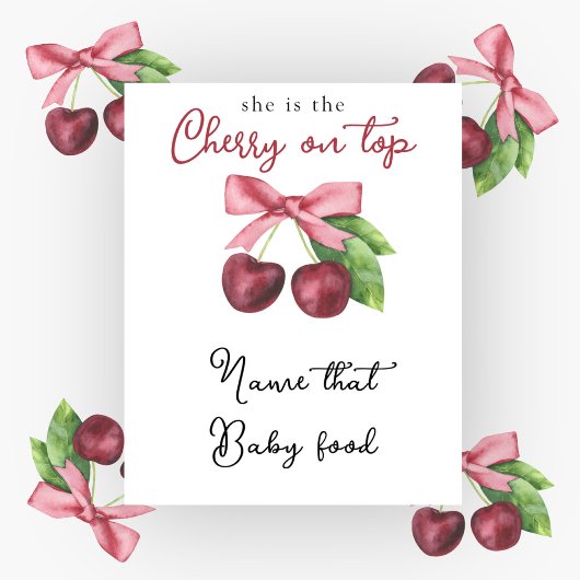 Cherry boog baby shower Naam dat baby voedsel Poster