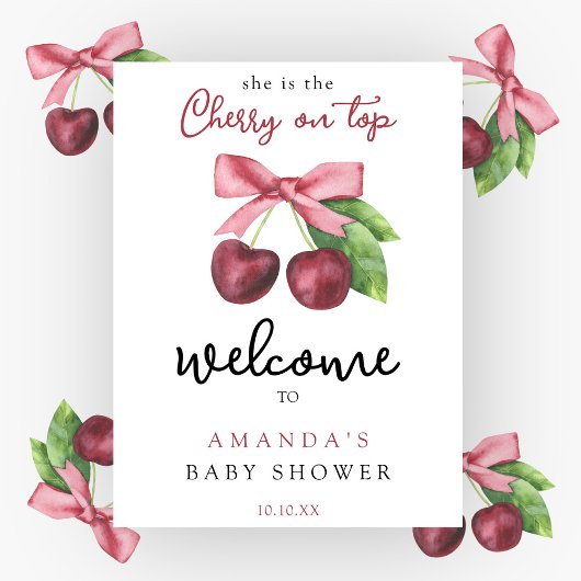 Cherry boog welkom baby shower feest poster