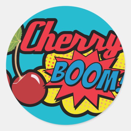 Cherry Boom!! Ronde Sticker (Voorkant)