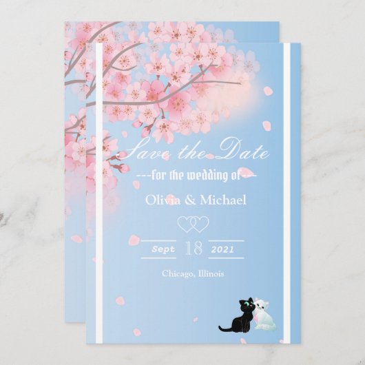 Cherry-boom Save The Date (Voorkant / Achterkant)