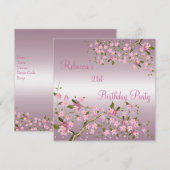 Cherry Bossom 21st Elegant Birthday Party roze Kaart (Voorkant / Achterkant)