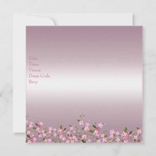 Cherry Bossom 21st Elegant Birthday Party roze Kaart (Achterkant)