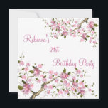 Cherry Bossom 21st Elegant Birthday Party White Kaart<br><div class="desc">White met Roze Cherry Blossom Trees Invitation,  21st Birthday Party. Pas je aan met je eigen gegevens.</div>