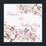 Cherry Bossom 21st Elegant Birthday Party White Kaart<br><div class="desc">White met Roze Cherry Blossom Trees Invitation,  21st Birthday Party. Pas je aan met je eigen gegevens.</div>