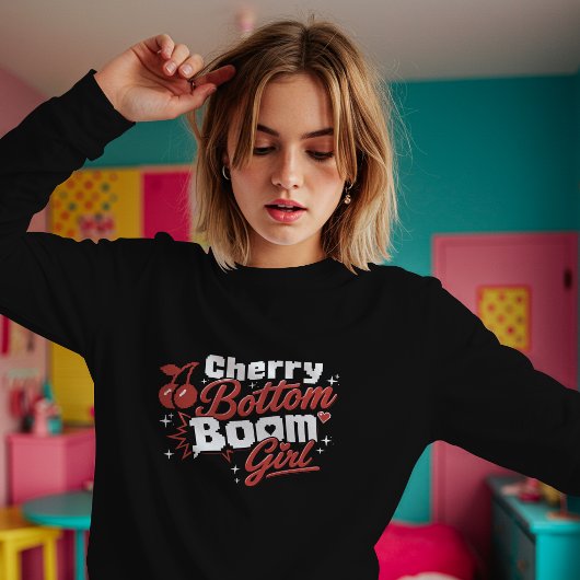 Cherry Bottom Girl – Retro Kers T-shirt