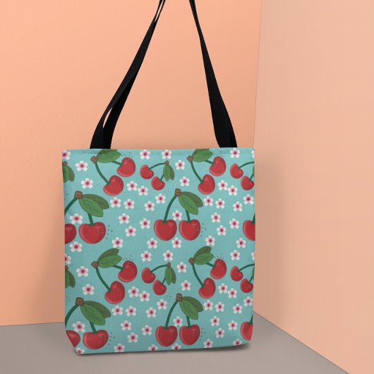 Cherry bovenaan tote bag