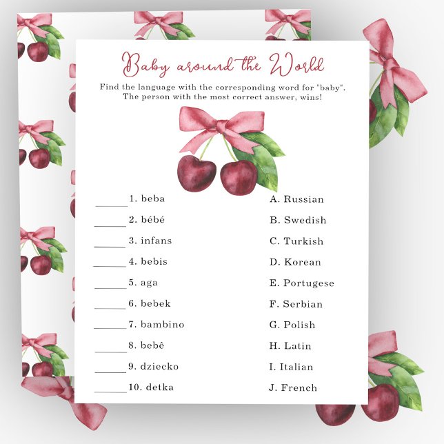 Cherry bow - Baby rond de wereld spel (Creator heeft geüpload)