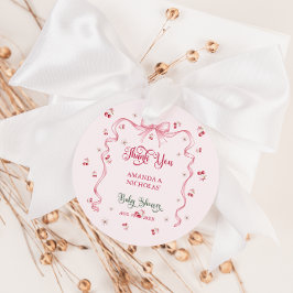 Cherry Bow Baby shower Bedankt Bedankjes Labels