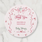 Cherry Bow Baby shower Bedankt Bedankjes Labels (Voorkant)