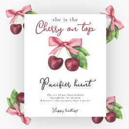 Cherry bow baby shower Fopspeen jacht spel Poster