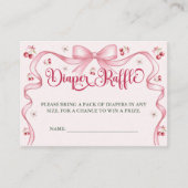 Cherry Bow Baby shower Luier Raffle Informatiekaartje (Voorkant)