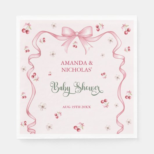 Cherry Bow Baby shower Servet (Voorkant)