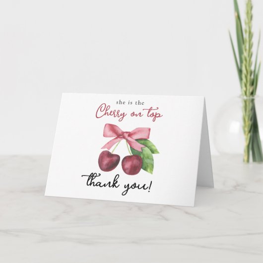 Cherry bow baby shower - Thank You Card Bedankkaart (Voorkant)