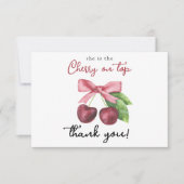 Cherry bow baby shower - Thank You Card Bedankkaart (Voorkant)
