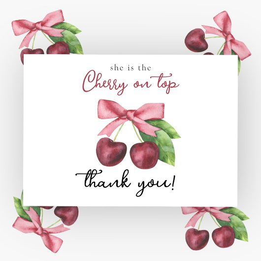 Cherry bow baby shower - Thank You Card Bedankkaart