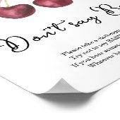Cherry bow baby shower Zeg niet baby Poster (Hoek)