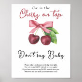 Cherry bow baby shower Zeg niet baby Poster (Voorkant)