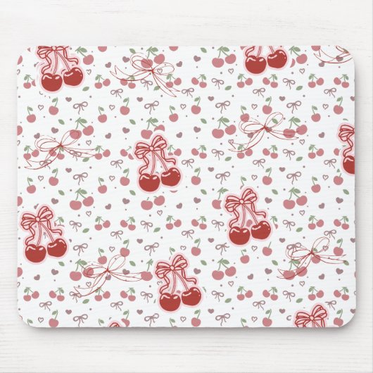 Cherry Bow Mousepad – Cute Desk Acessory Muismat (Voorkant)