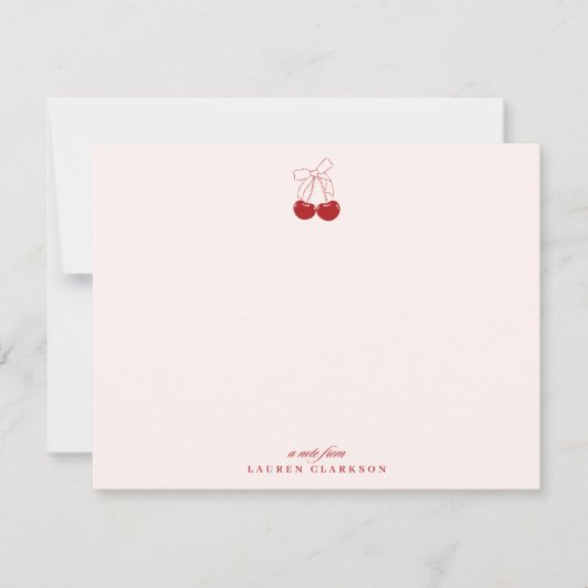 Cherry Bow Note Valentines Card Kaart (Voorkant)
