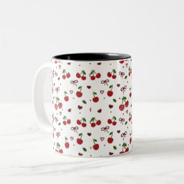 Cherry & Bow Pattern Coffee Mug Tweekleurige Koffiemok