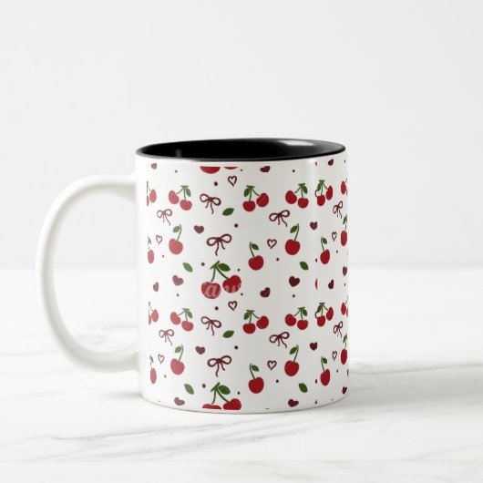 Cherry & Bow Pattern Coffee Mug  Tweekleurige Koffiemok (Links)