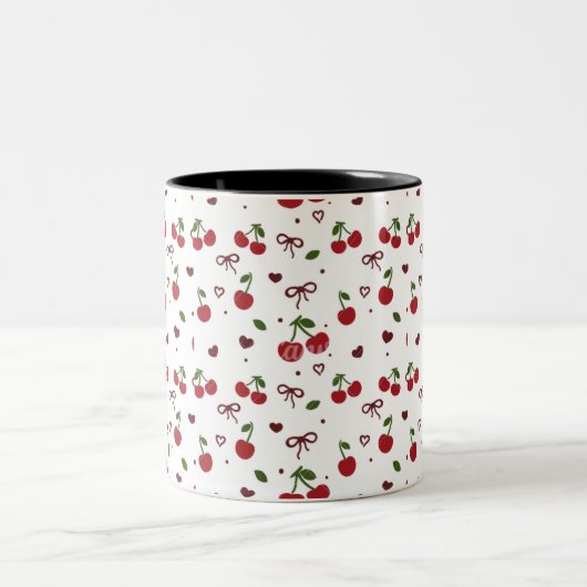 Cherry & Bow Pattern Coffee Mug Tweekleurige Koffiemok (Center)