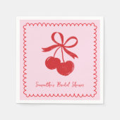 Cherry Bow Roze & Rode Hand getrokken Vrijgezellen Servet (Voorkant)