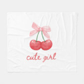 Cherry Bow Schattige Girl Design Fleece Deken (Voorkant (Horizontaal))