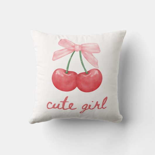 Cherry Bow Schattige Girl Design Kussen (Achterkant)