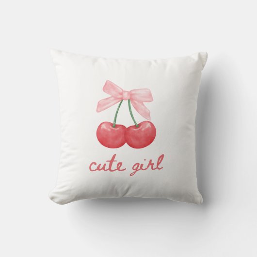 Cherry Bow Schattige Girl Design Kussen (Voorkant)