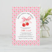 Cherry Bow Tying the Knot Vrijgezellenfeest Kaart (Staand voorkant)