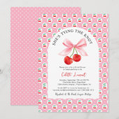 Cherry Bow Tying the Knot Vrijgezellenfeest Kaart (Voorkant / Achterkant)