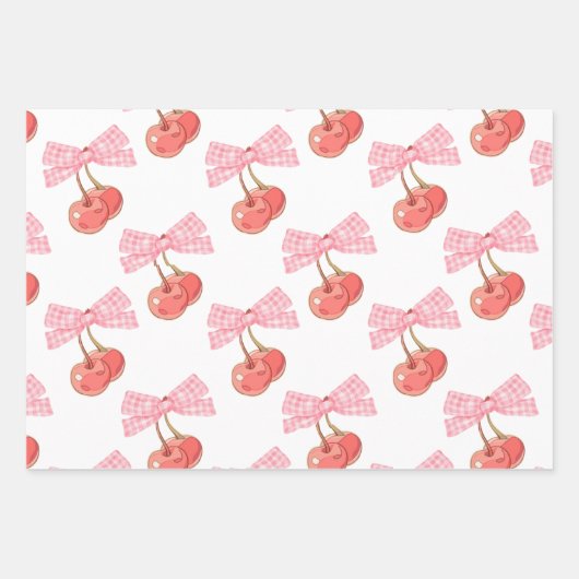 Cherry Bows Wrapping Paper Sheet Set van 3 (Voorkant 3)