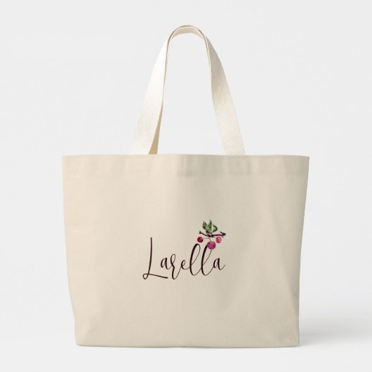Cherry Branch en jouw naam Grote Tote Bag (Achterkant)