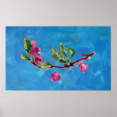 Cherry Branch op blauw 1 Poster (Voorkant)