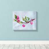 Cherry Branch op denim Canvas Afdruk (Insitu (Houten vloer))