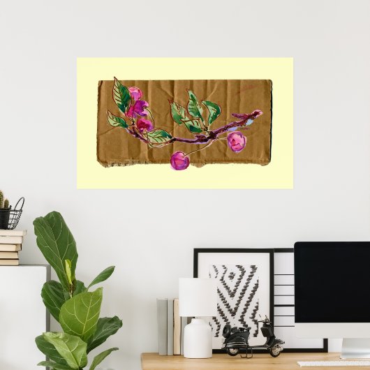 Cherry Branch op karton Poster (Thuiskantoor)