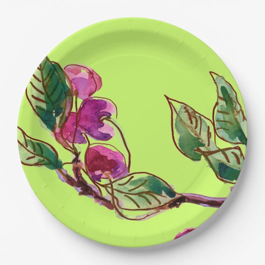 Cherry Branch over Groen door Linandara Papieren Bordje (Voorkant)