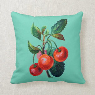  Cherry Branch Print Omkeerbare Aqua Kussen