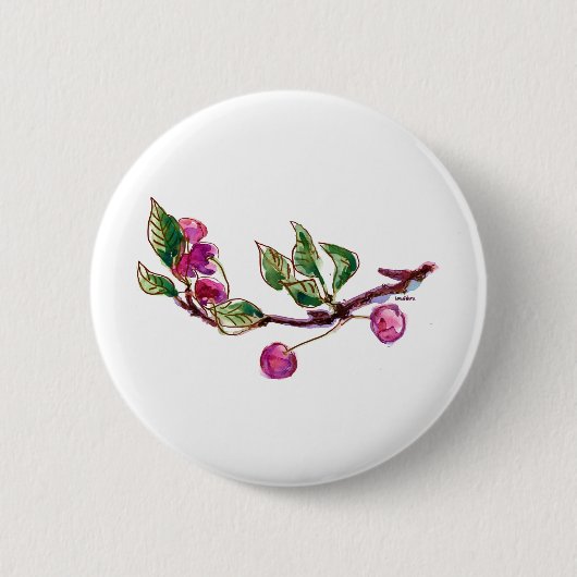 Cherry Branch Ronde Button 5,7 Cm (Voorkant)