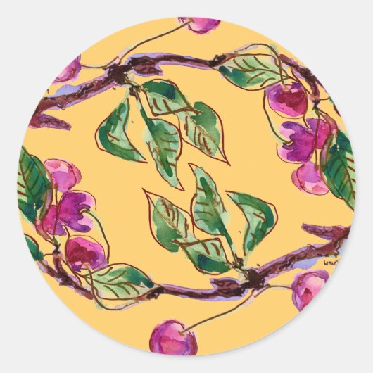 Cherry Branch Ronde Sticker (Voorkant)