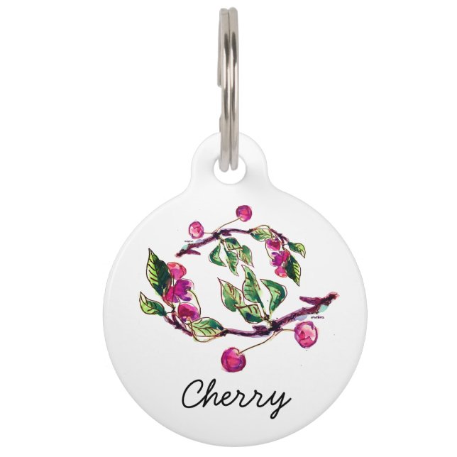 Cherry Branches en Berries Huisdierpenning (Voorkant)