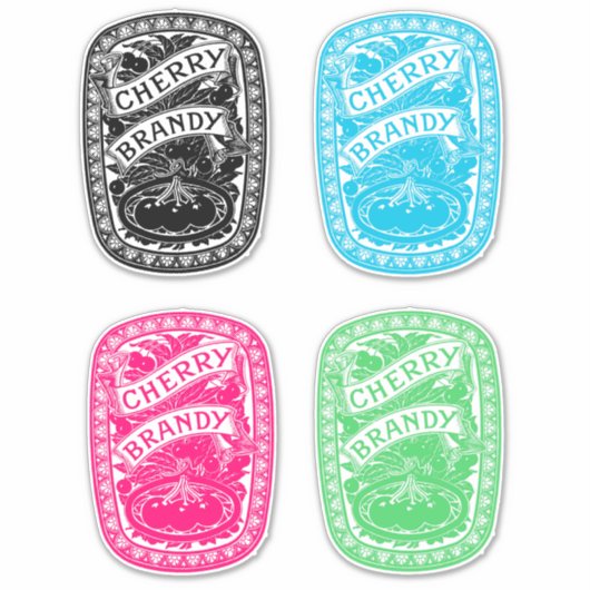 Cherry Brandy Lables Booze Alcohol art Sticker (Voorkant)