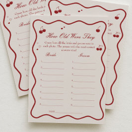 Cherry Bridal Shower Age Guessing Game Card Kaart