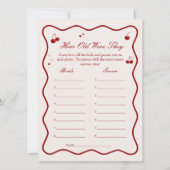 Cherry Bridal Shower Age Guessing Game Card Kaart (Voorkant)