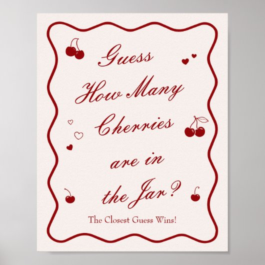 Cherry Bridal Shower Guess How Many Cherries Poster (Voorkant)