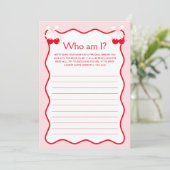 Cherry Bridal Shower Guess Who Am I Game Card Kaart (Staand voorkant)