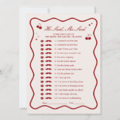 Cherry Bridal Shower He Said She Said Game Card Kaart (Voorkant)