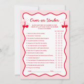 Cherry Bridal Shower Over or Under Game Card Kaart (Voorkant)